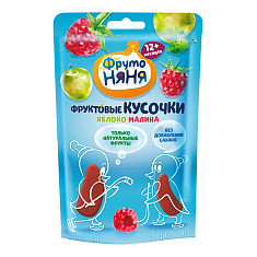 ФрутоНяня Фруктовые кусочки из яблок и малины 15г Прогресс