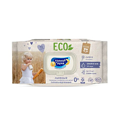 Солнце и Луна Eco Салфетки влажные детские льняные 99% воды с экстрактом семян льна 72шт с крышкой