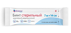 Бинт стерильный марлевый медицинский 7мх14см Клинса шк 064240