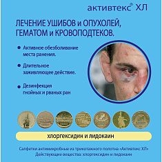 Активтекс ХЛ салфетка антимикробная с хлоргексидином и лидокаином 10х10см N1