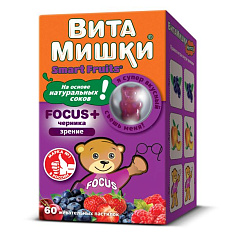 ВитаМишки Фокус плюс черника пастилки жевательные N60