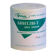 Бинт липкий нетканный Бинтли-Т 10см х15м