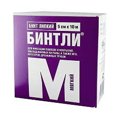 Бинт липкий нетканный Бинтли-М 5см х10м