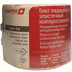 Бинт эластичный компрессионный Lauma модель 6 малой растяжимости 8смх5м