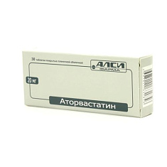 Аторвастатин таблетки п.п.о. 20мг N30 Алси
