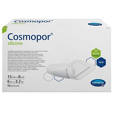Cosmopor Silikon Повязка впитывающая пластырного типа с контактным слоем из силикона 15х8см N10