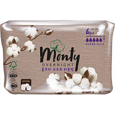 Monty Прокладки Ultra Soft Overnight 6шт