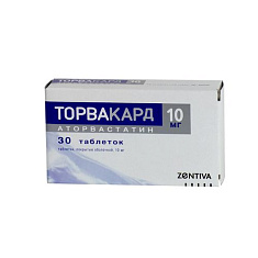 Торвакард таблетки п.п.о. 10мг N30