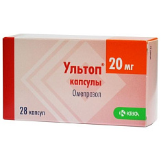 Ультоп капсулы кишечнорастворимые 20мг N28
