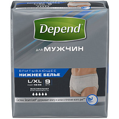 Depend Белье впитывающее мужское L/XL 9шт