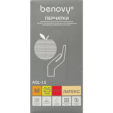 Перчатки мед.смотров. латекс., нестер., неопуд., High Risk, Benovy Mild (M) 25 пар