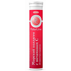 PolarLine Морской коллаген витамин С со вкусом апельсина таблетки шипучие 3,8г N20