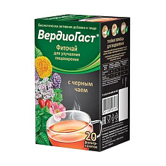 ВердиоГаст с черным чаем фиточай для улучшения пищеварения фильтр-пакеты 1,5г №20 Красногорсклексредства