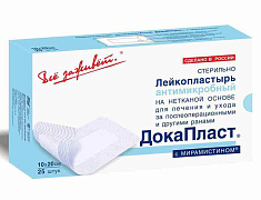 Лейкопластырь ДокаПласт антимикробный с мирамистином 10х20 см N25