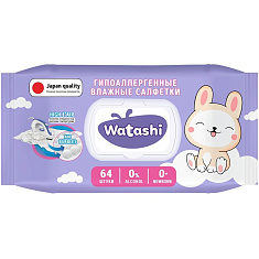 Watashi Салфетки влажные для детей 0+ N64
