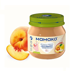Мамако Пюре из яблок с персиком и козьим творогом 80г