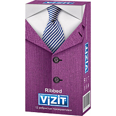 Визит Презервативы VIZIT Ribbed Ребристые 12 шт.