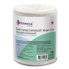Бинт эластичный компрессионный средней растяжимости с застежкой 10х150см Клинса
