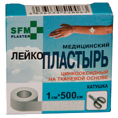 Лейкопластырь 1х500см SFM-PLASTER фиксирующий тканевый