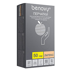 Benovy Перчатки смотровые латексные нестерильные неопудренные S N50пар
