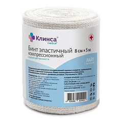 Бинт эластичный компрессионный Интекс-Лайт средней растяжимости 8х500см застежка Клинса