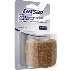 Luxsan Бинт эластичный самофиксирующийся на полипропиленовой основе 4см х 4м бежевый