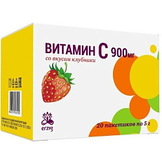 Витамин С 900мг со вкусом клубники порошок 5г N20 пакет-саше Фармацевтическая Фабрика
