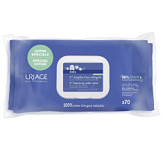 Uriage Bebe Первые очищающие салфетки №70 х 2шт