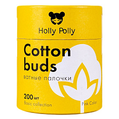 Holly Polly Ватные палочки бамбуковые косметические розовые 200шт