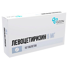 Левоцетиризин таблетки п.п.о. 5мг N10 Озон