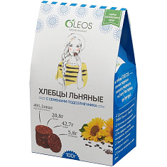 Олеос хлебцы льняные с семенами подсолнечника 100гр