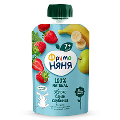 ФрутоНяня Десерт из яблок бананов и клубники 7 мес., 90 г