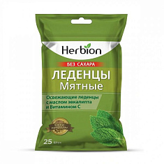 Herbion леденцы со вкусом мяты без сахара 2,5г N25