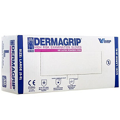 Перчатки смотровые нестерильные Dermagrip High Risk неопудренные р.L N50