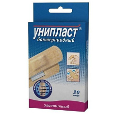 Лейкопластырь Унипласт бактерицидный эластичный 1,9х7,2см N20