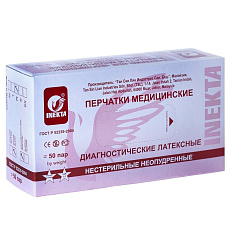 Inekta Перчатки диагностические латексные нестерильные неопудренные р L N100 белый