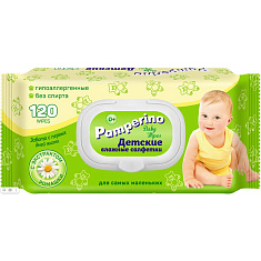 Pamperino Салфетки влажные детские с экстрактом ромашки 120шт