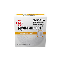 Лейкопластырь Мультипласт фиксирующий нестерильный на тканевой основе 3х500см