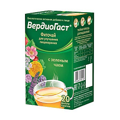 ВердиоГаст с зеленым чаем фиточай для улучшения пищеварения фильтр-пакеты 1,5г №20 Красногорсклексредства