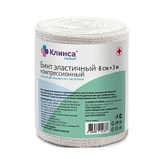Бинт эластичный компрессионный средней растяжимости с застежкой 8х300см Клинса