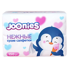 Joonies Салфетки сухие бумажные белые для детей N150