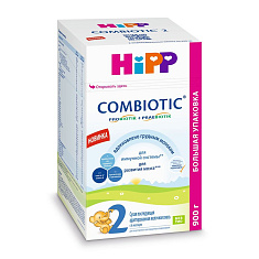 Hipp 2 Combiotic Смесь молочная адаптированная сухая последующая с 6 мес 900г коробка