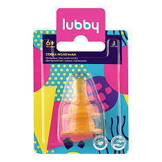 Lubby Соска молочная латексная быстрый поток L 6+ №2 4656