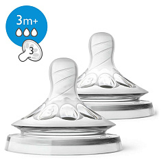 AVENT Соска силиконовая Natural средний поток 3мес+ 2шт SCF043/27
