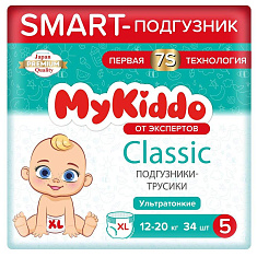 Mykiddo Classic подгузники-трусики для детей XL 12-20кг 34шт