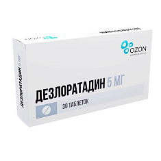 Дезлоратадин таблетки п.п.о. 5мг N30 Озон