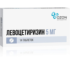 Левоцетиризин таблетки п.п.о. 5мг N14 Озон