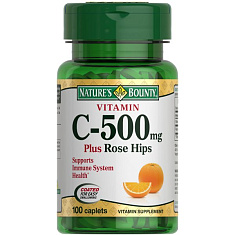 Nature's Bounty Витамин С+Шиповник таблетки N100