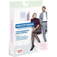 Чулки ERGOFORMA компрессионные унисекс закрытый носок класс 2 р.2 черный