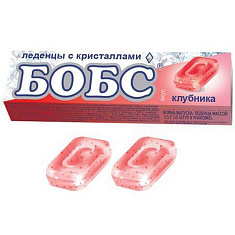 БОБС леденцовая карамель со вкусом клубники и мятными кристалами N10